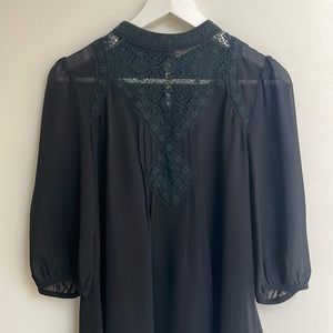 Black Chiffon Lace Blouse Top. Size M.